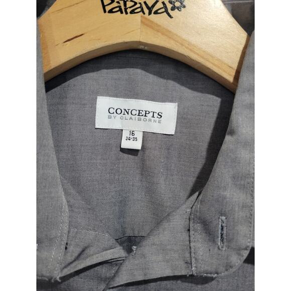Concepts by Claiborne Men’s Gray Long Sleeve Button-Down Dress Shirt – Size 16 - Picture 6 of 8